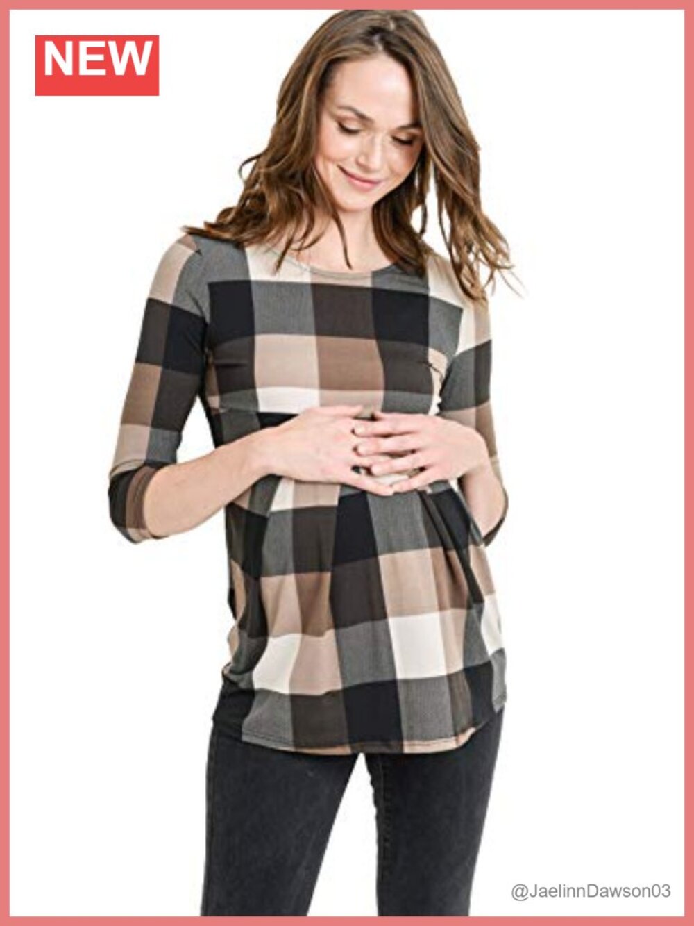 Women's Maternity Peplum Top 3/4 Sleeve Round Neck Blouse